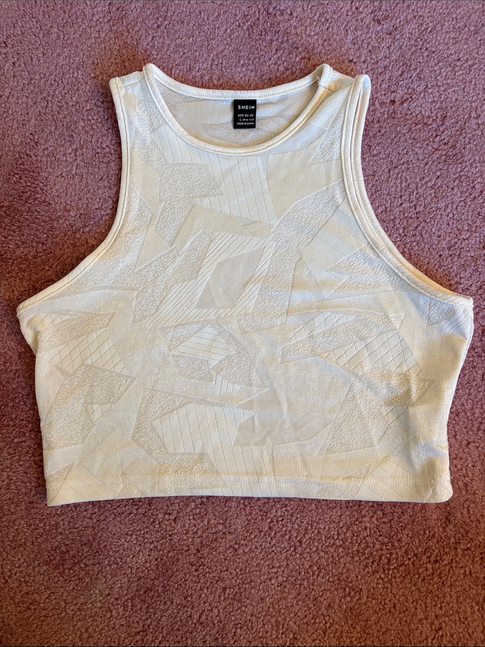 Cream Textured Crop Tank Top Size Large